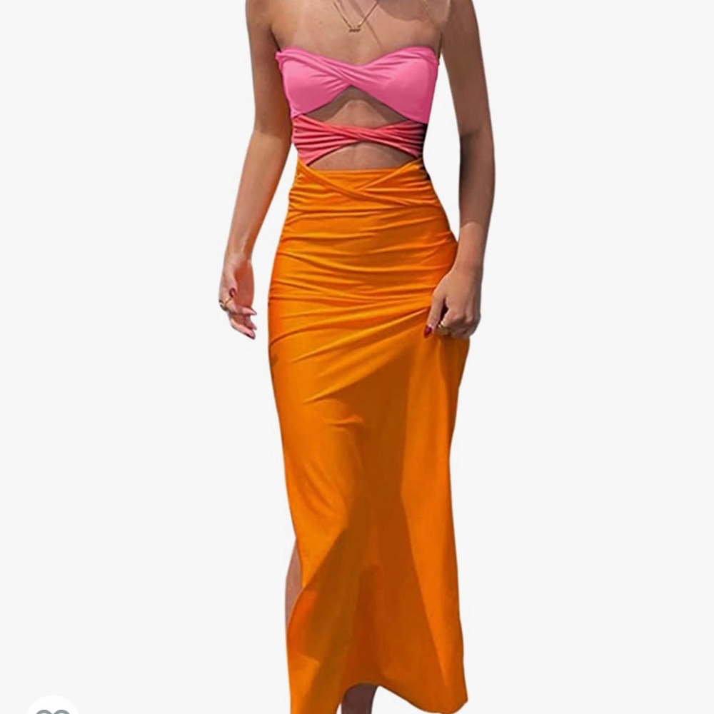 Multi colored cut out dress